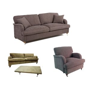 Brighton längsbäddad bäddsoffa och fåtölj från Österlen inredning i naturmaterial