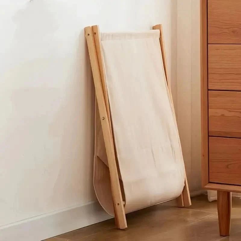 Elegant Hopfällbar Tvättkorg Av Massivt Trä - Platsbesparande Tvättkista I Naturligt Trä För Hemmet - Bild 5