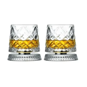 Elegant roterande whiskyglasset - 2 kristallglas för snygga cocktailpartyn