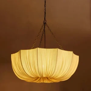 Stoff Wabi-Sabi Stil Pendellampa - Rustik Vågformad Skålformad Hänglampa