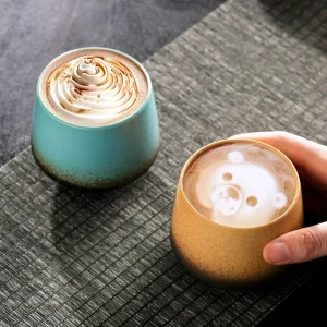 Handgjorda Keramik Kaffekoppar - 4-delar - Vintage Tie-Dye Muggar 210ml