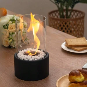 EternaFlame – Elegant oljelampa i glas med metallram för tidlös stämningsbelysning