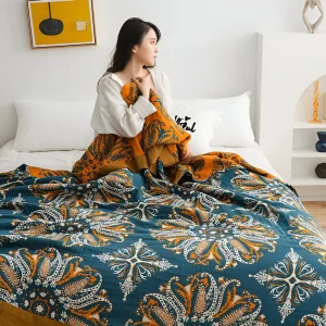 Bohem Plaid - Konstfull Geometrisk filt i Bomullsfleece