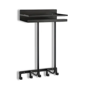 BlackShelf TowelRack – Elegant Väggmonterad Handdukshållare med Hylla & Krokar