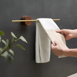 Handdukshållare i valnöt och aluminium - Bad & Kök - 40/50 cm Väggmontering