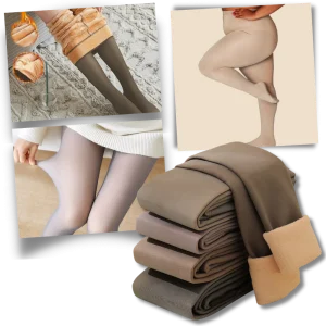 Fake genomskinliga fleecefodrade strumpbyxor